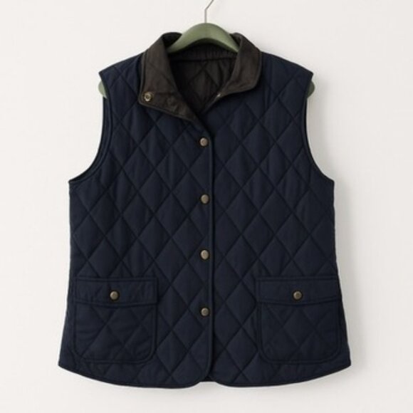 Eddie Bauer Navy Blue Brown Accent Vest - Picture 1 of 5